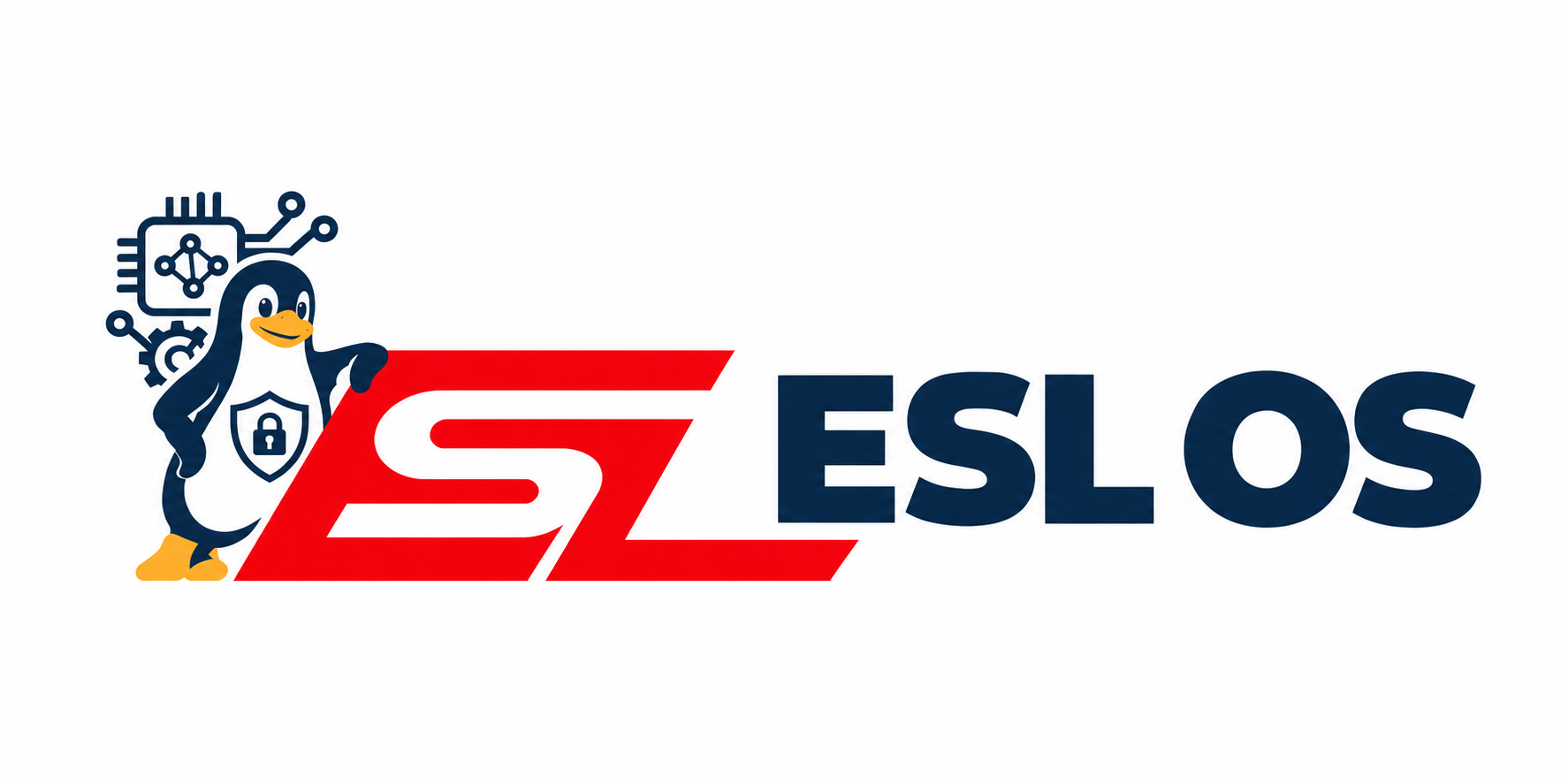 ESL OS secure embedded Linux platform with the ESL logo and Linux penguin
